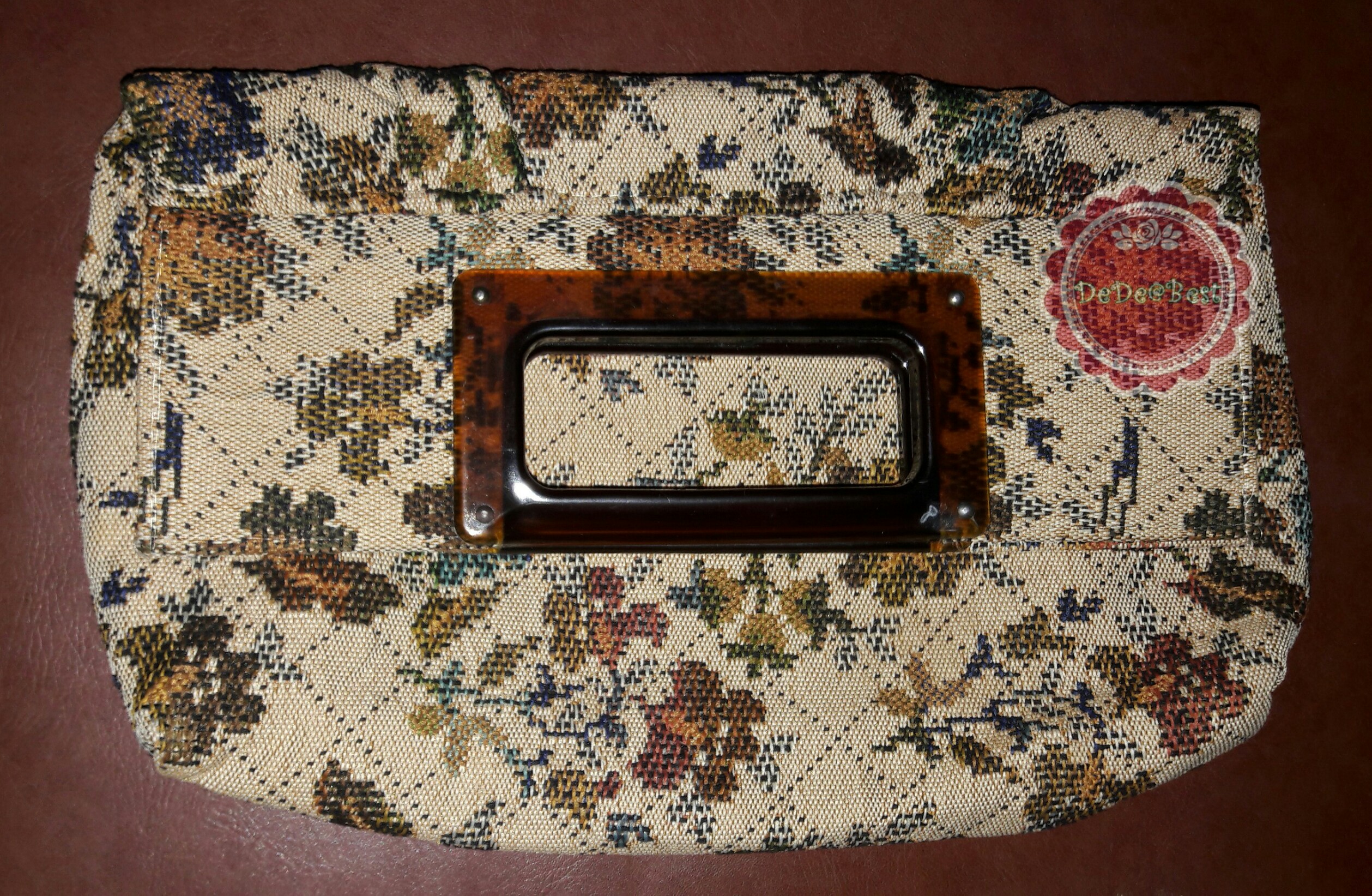 B55: Vintage clutch bag กระเป๋าถือผ้าทอลายดอกไม้ ปรับเป็นกระเป๋าคลัทช์ได้