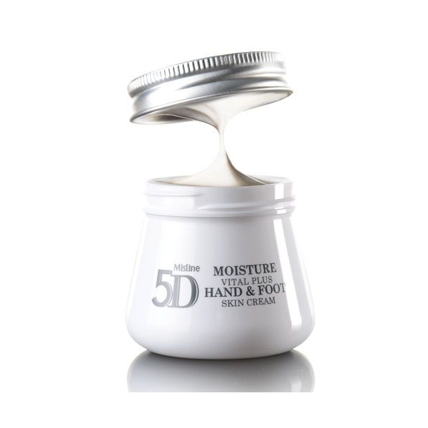Mistine 5D Moisture Vital Plus Hand & Foot Skin Cream มิสทีน 5 ดี มอยส์เจอร์ ไวทอล พลัส แฮนด์ แอนด์ ฟุต สกิน ครีม ครีมบำรุงมือและเท้า สูตรบางเบาไม่เหนียวเหนอะหนะ ให้ผิวนุ่มชุ่มชื่นยาวนาน มีส่วนผสมที่สามารถบำรุงผิวให้ชุ่มชื่น นุ่มนวล มากถึง 95%