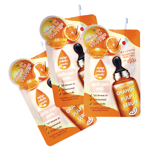 Mistine ORANGE PULPY SERUM มิสทิน ออเร็นจ์ พัลพี่ เซรั่ม อัพหน้าใส...ไม่กลัวหมอง ด้วยเซรั่มแคปซูลเกล็ดส้ม แตกตัวเป็นวิตามินซี 99.99%