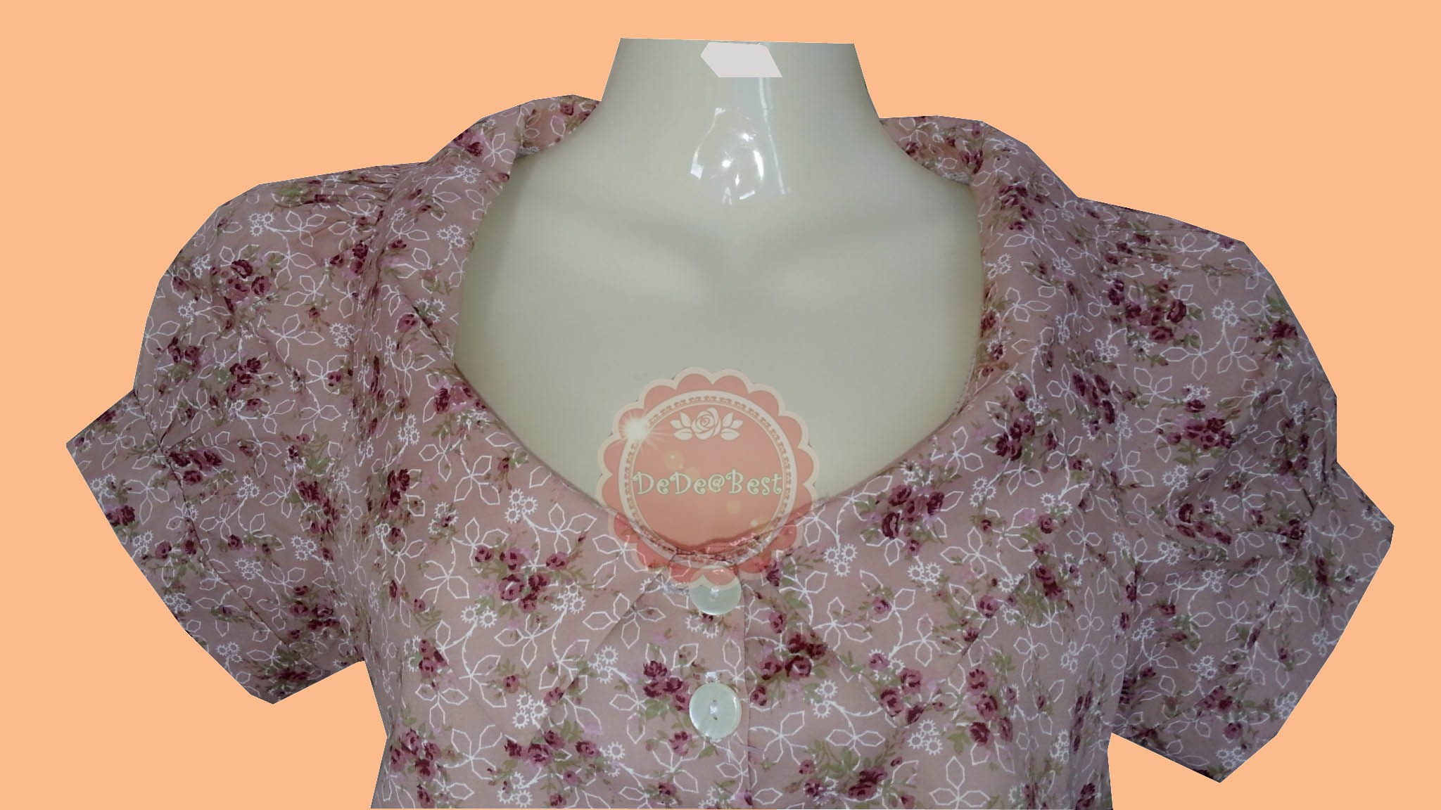 ขายแล้วค่ะ T109:2nd hand top เสื้อลายดอกไม้แขนตุ๊กตา(ราคานี้ขายเฉพาะเสื้อนะคะ ไม่รวมกระโปรง)❤