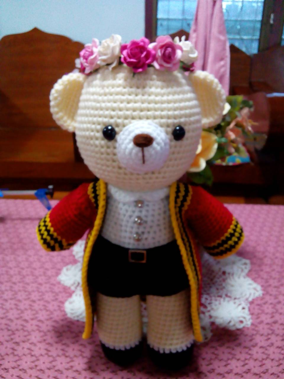 แพทเทิร์นตุ๊กตาถักหมีรับปริญญา ครุุยพระจอมเกล้าฯ ขนาด 12 นิ้ว