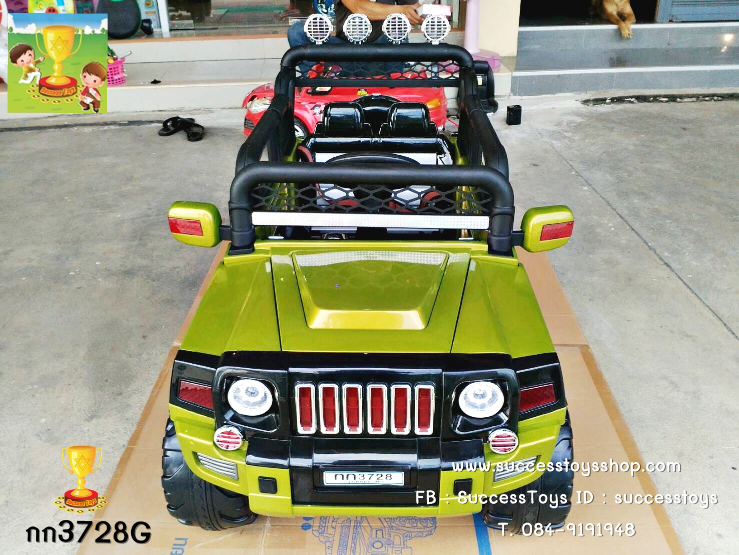 กก3728 รถจี๊ป 4wd ขับ4ล้อ มอเตอร์4ตัว มี 3 สี แดง เขียว ขาว