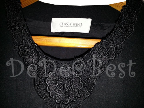 ขายแล้วค่ะ D35:Vintage dress สีดำตีเกล็ดด้านหน้าและติดลูกไม้ที่คอเสื้อ❤