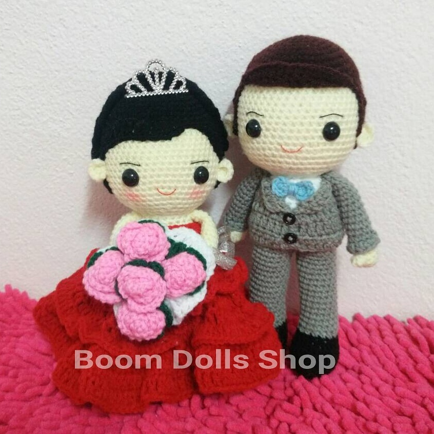 ตุ๊กตาถักคู่แต่งงาน ขนาด 9 นิ้ว