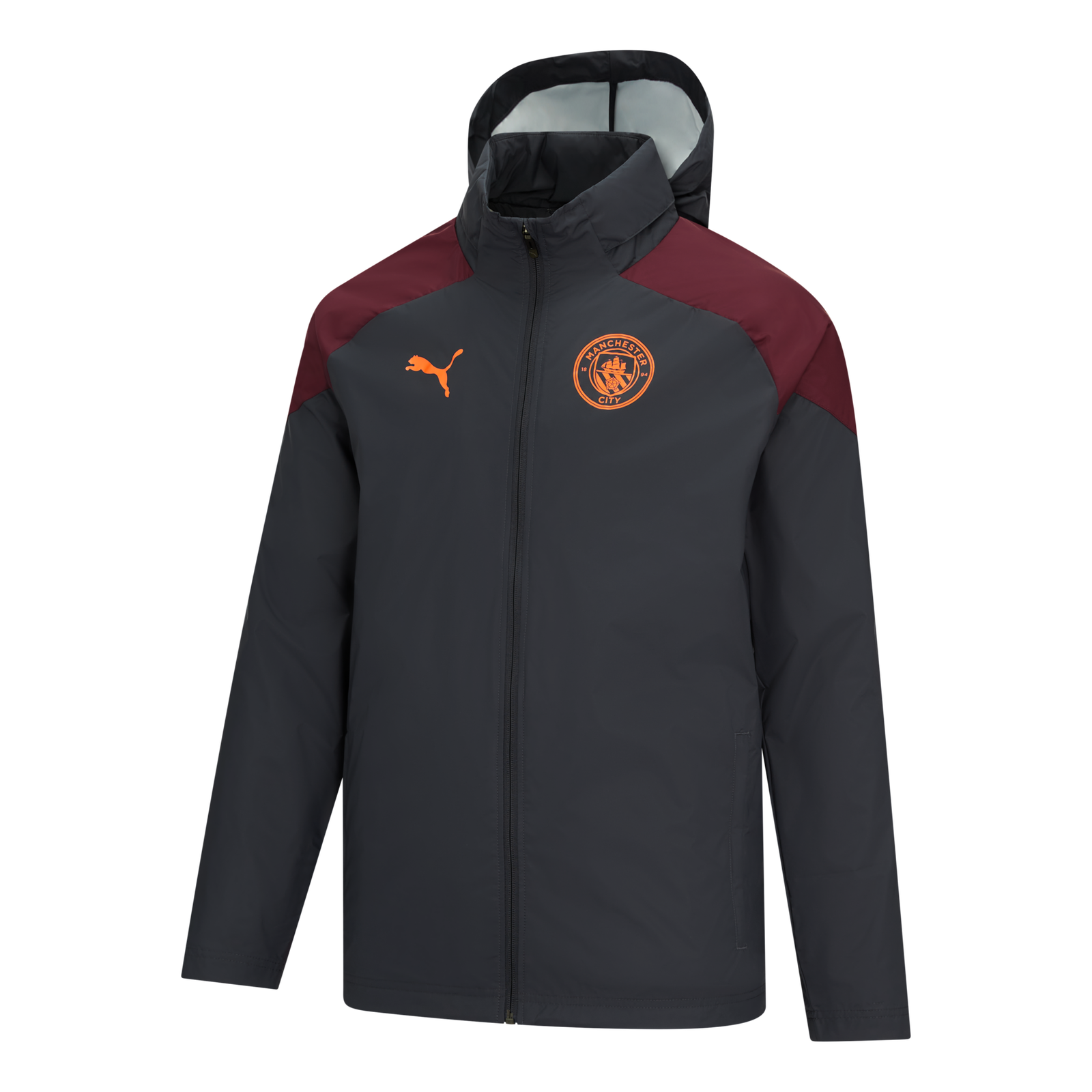 เสื้อฮู้ดแจ็คเก็ตแมนเชสเตอร์ ซิตี้ Training All Weather สีเทาสำหรับทุกสภาพอากาศของแท้