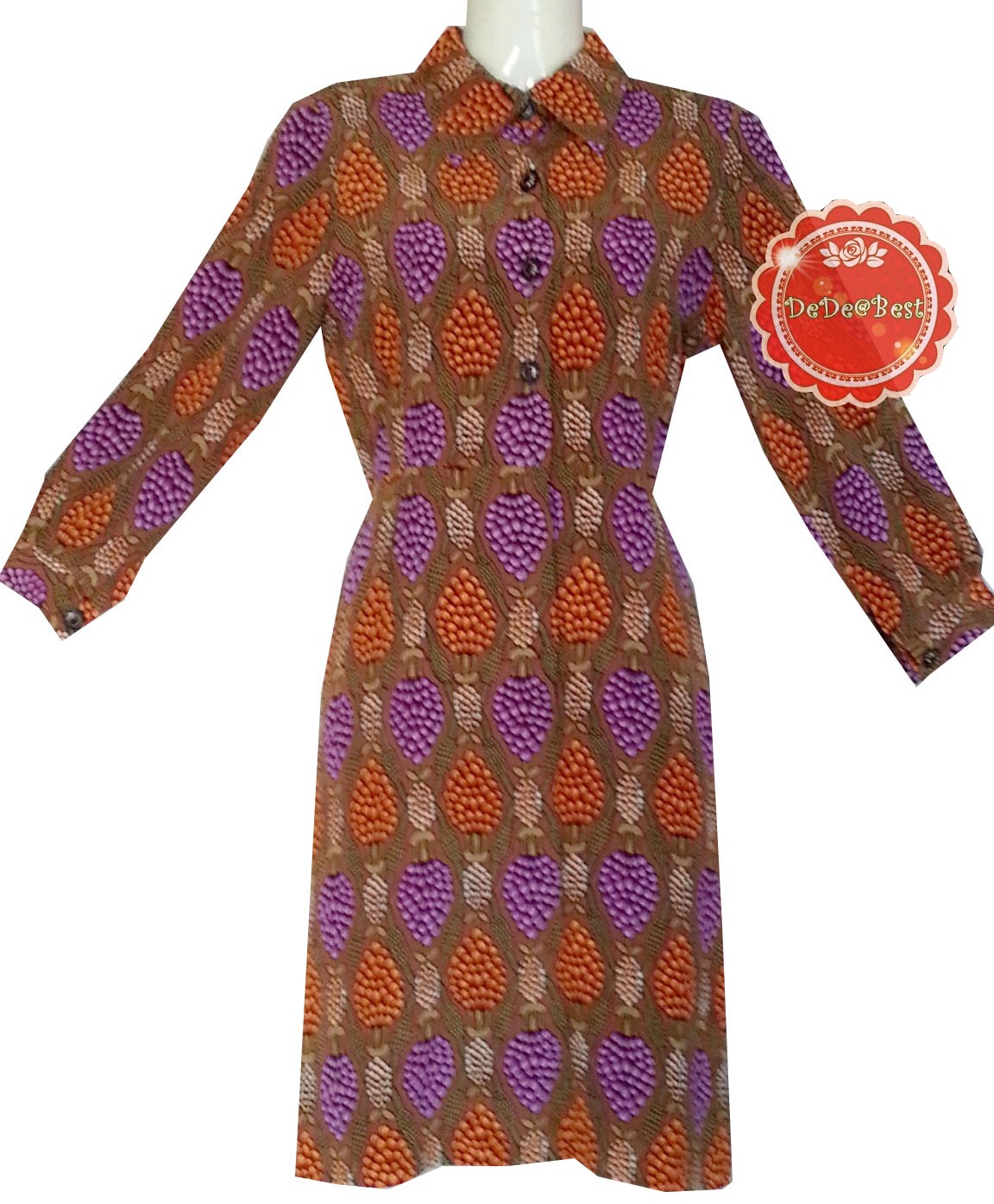 ขายแล้วค่ะD56:Vintage dress เดรสวินเทจปกเชิ้ต ลายสวย ! ส่งฟรีค่าาา.. !!❤