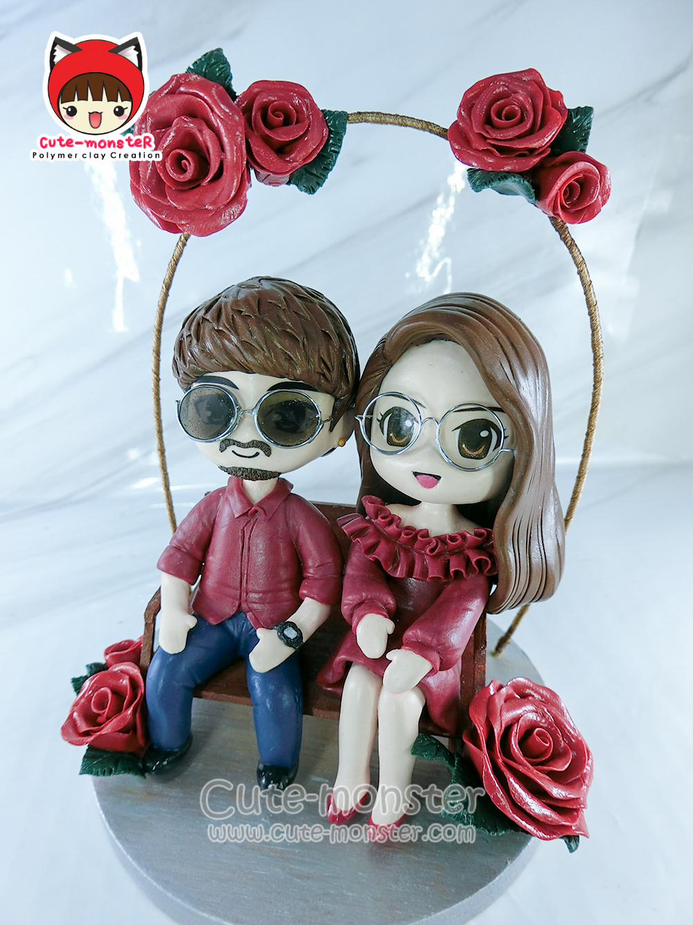โมเดลดินปั้น ตุ๊กตาดินปั้น โมเดลคู่รักงานสั่งทำ สูง 4"
