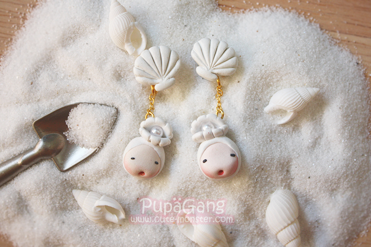 ต่างหูดินปั้น Pupa gang: Seashell