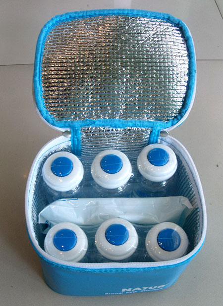 กระเป๋าเก็บความเย็น NATUR พร้อมเจลเย็น+ขวดเก็บน้ำนม 6 ขวด BPA-Free