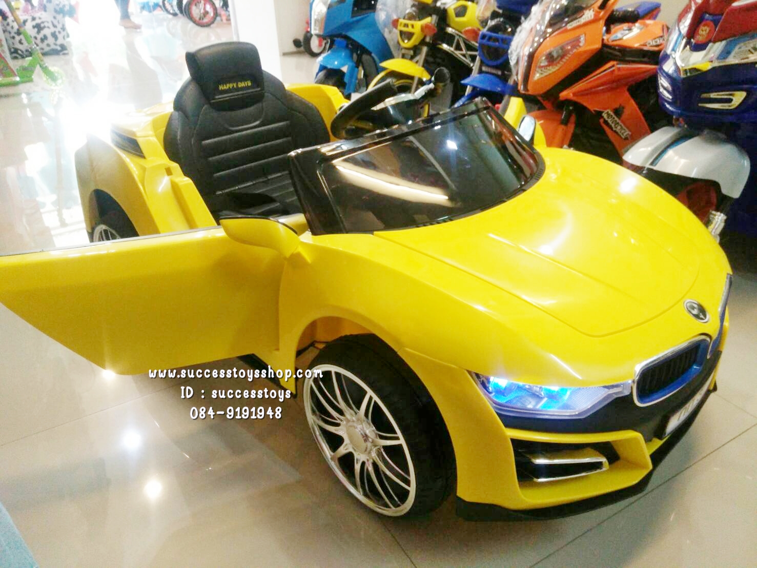 3181Y รถแบตเตอรี่ไฟฟ้า BMW I8 2 มอเตอร์ สีเหลือง