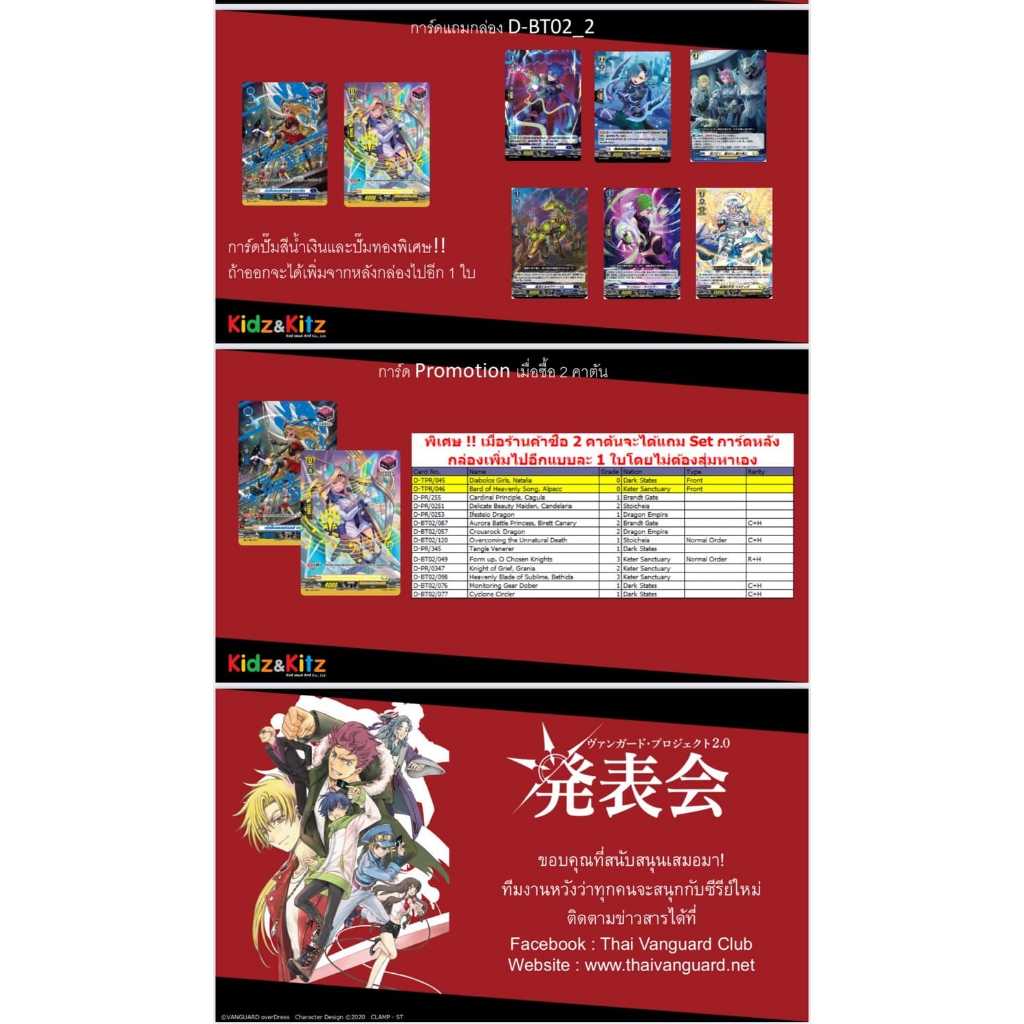 การ์ดแวนการ์ดไทย ดี โอเวอร์เดรส D-BT02 แบบกล่องและแยกเนชั่น อย่างละ 4ใบ (พร้อมส่ง)