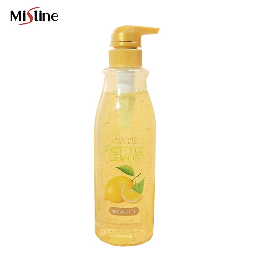 Mistine Natural Beauty Pretty of Lemon Shower Gel เจลอาบน้ำ พริตตี้ ออฟ เลมอน พร้อมเม็ดบีดส์วิตามินซี ให้ผิวดูกระจ่างใส