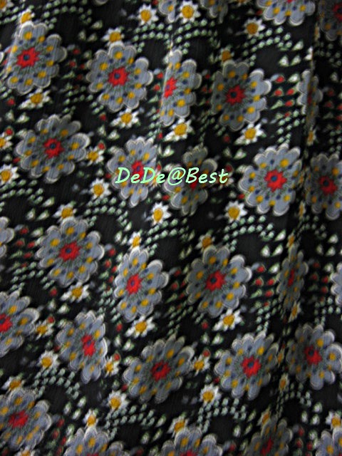 ขายแล้วค่ะ D10:2nd hand dress เดรสผ้าซีฟองลายดอกไม้เทาแดง❤