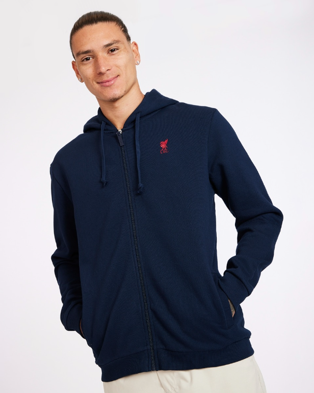 เสื้อฮู้ดลิเวอร์พูล Zip Through Hoody สีน้ำเงินเข้มของแท้
