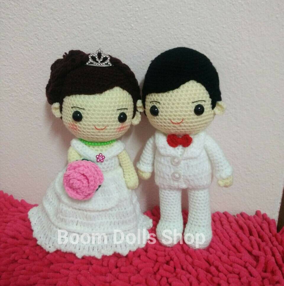 ตุ๊กตาถักคู่แต่งงาน ขนาด 9 นิ้ว