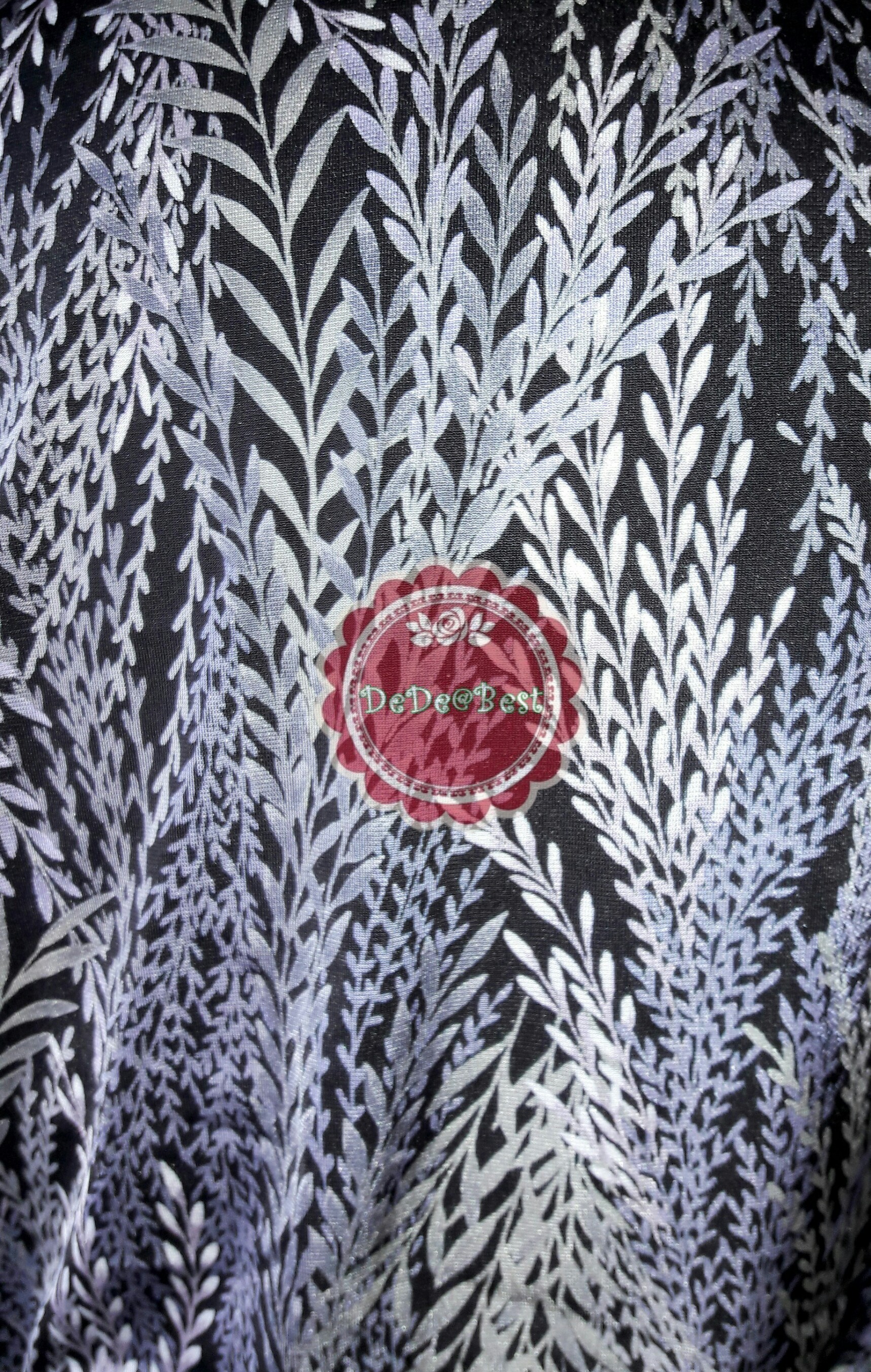 D42:Vintage dress เดรสวินเทจสีน้ำเงินลายรวงข้าวสีขาวมีมิติ