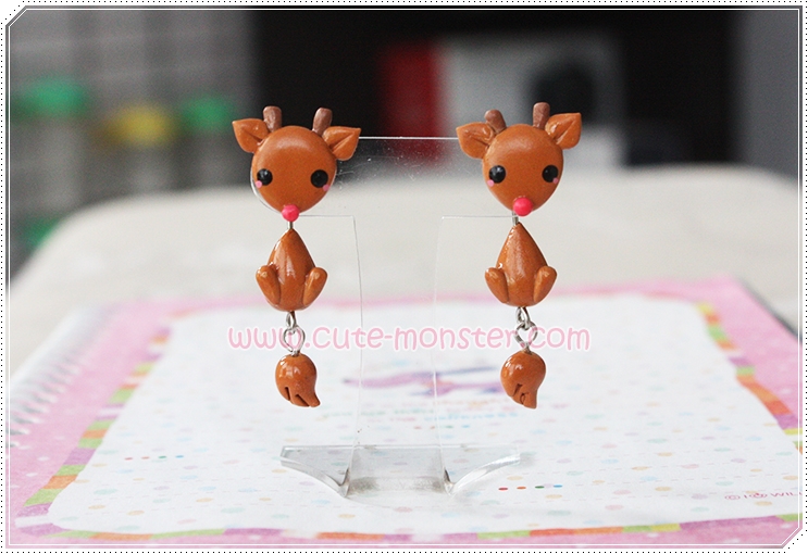 ต่างหูดินปั้น กวางน้อย Cutie Deer Earrings