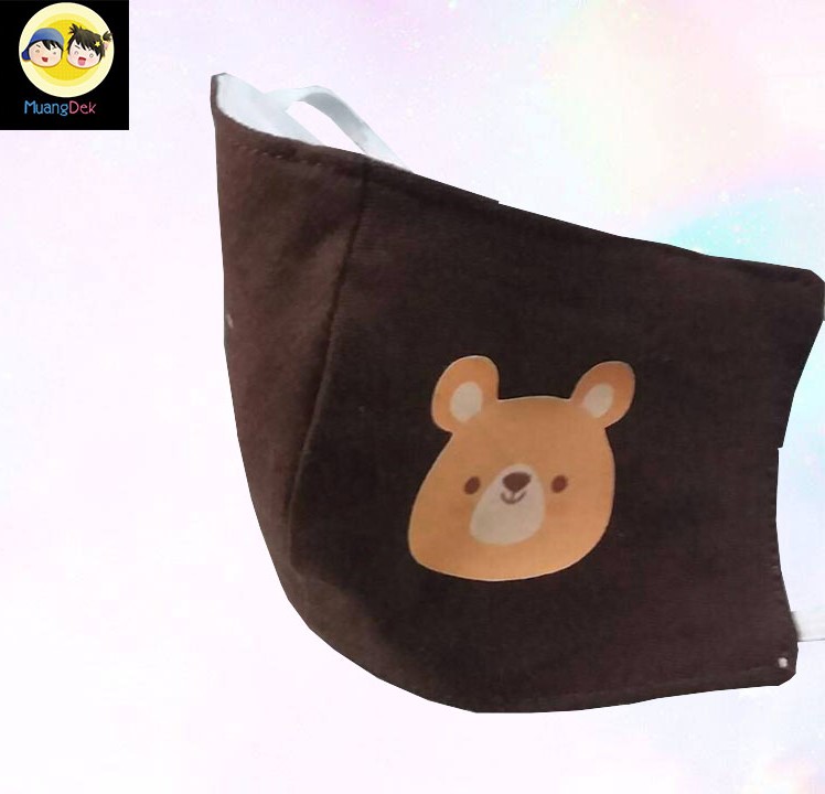 หน้ากากผ้าเด็กเล็ก รูปลายการ์ตูนน่ารัก ผ้ามัสลิน 2 ชั้น + Cotton 100%) มีช่องสอดแผ่นกรอง