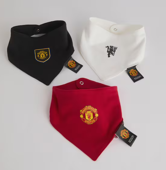 ผ้ากันเปื้อนเด็กแมนเชสเตอร์ ยูไนเต็ด 2025/26 ชุด 3 ชิ้นของแท้