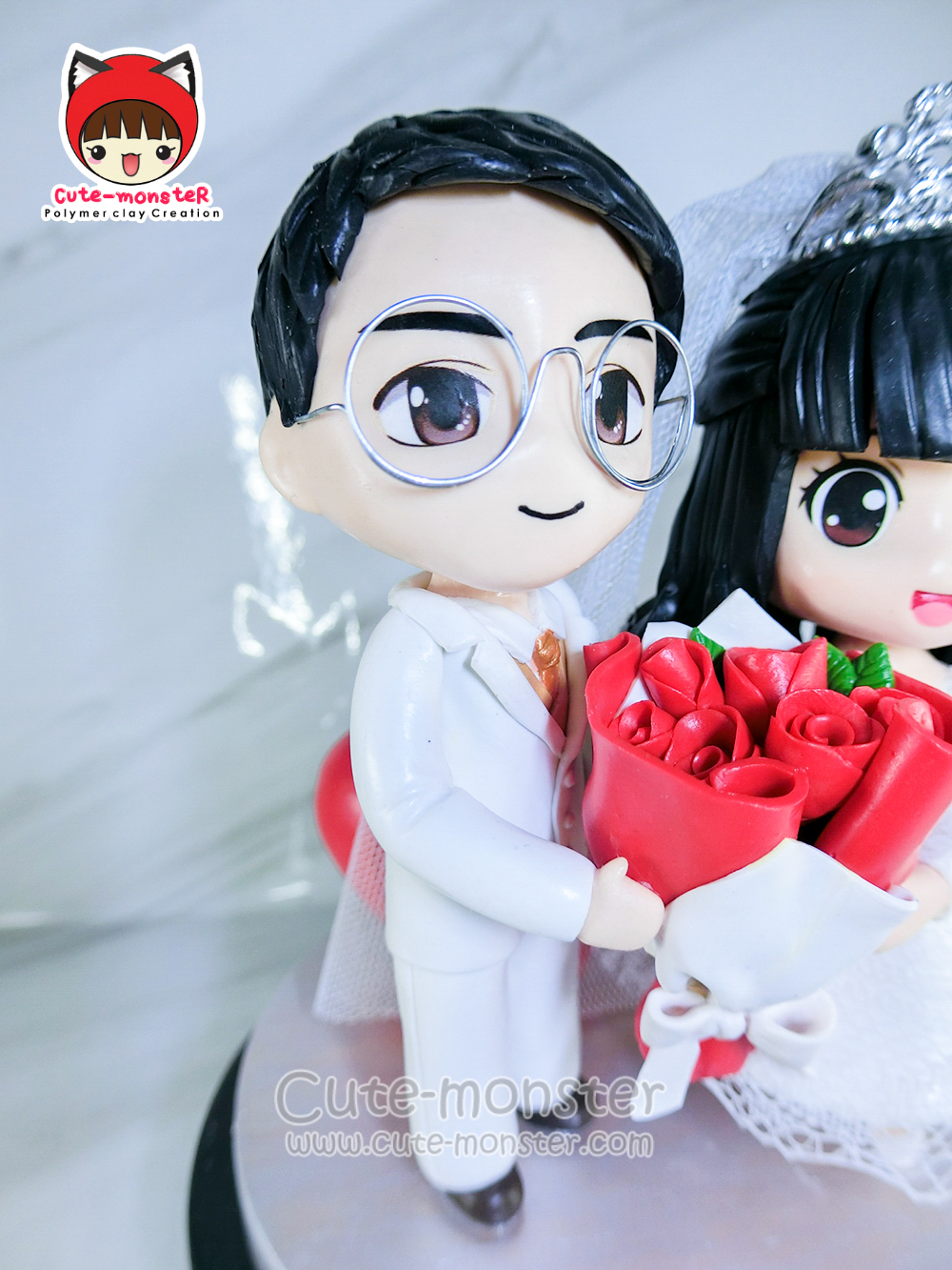 ตุ๊กตาแต่งเค้ก โมเดลแต่งเค้ก สูง4" ชุดแต่งงาน