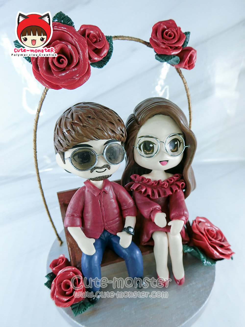โมเดลดินปั้น ตุ๊กตาดินปั้น โมเดลคู่รักงานสั่งทำ สูง 4"