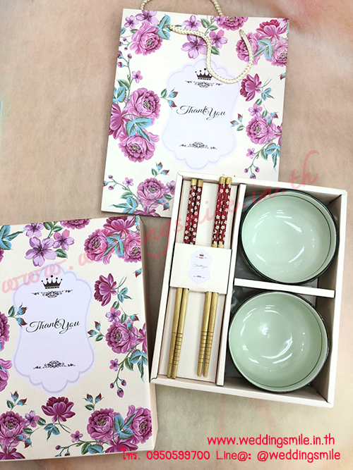 ของรับไหว้ ชามข้าวญี่ปุ่น เซ็ทคู่ ในกล่อง พร้อมถุงกระดาษลายเดียวกัน (TU) ชุดละ 120.-