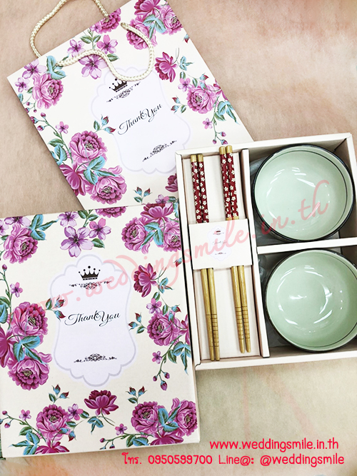 ของรับไหว้ ชามข้าวญี่ปุ่น เซ็ทคู่ ในกล่อง พร้อมถุงกระดาษลายเดียวกัน (TU) ชุดละ 120.-