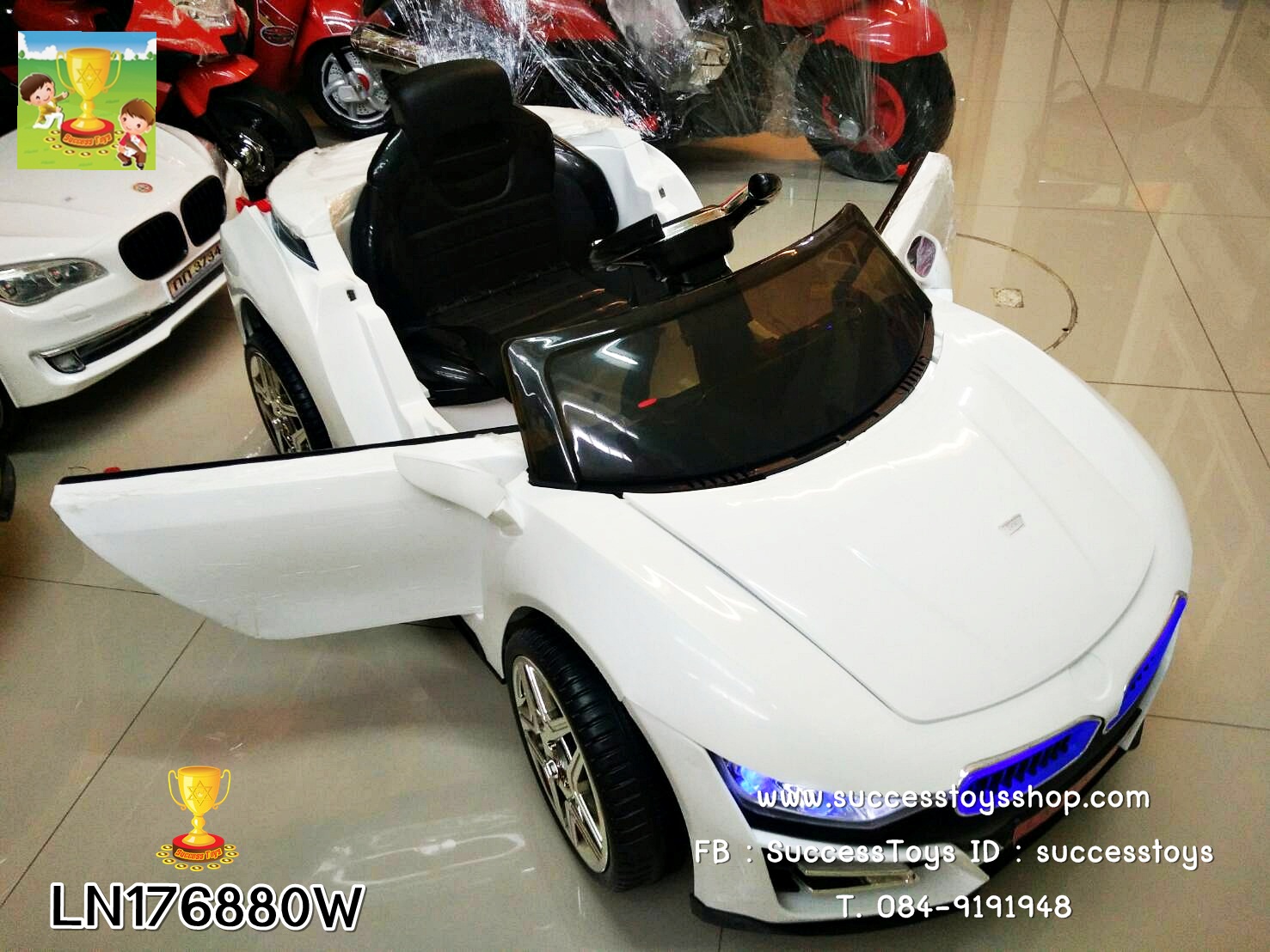 LN176880 รถแบตเตอรี่เด็กนั่งไฟฟ้า BMW 2 มอเตอร์ มี3สี แดง ขาว