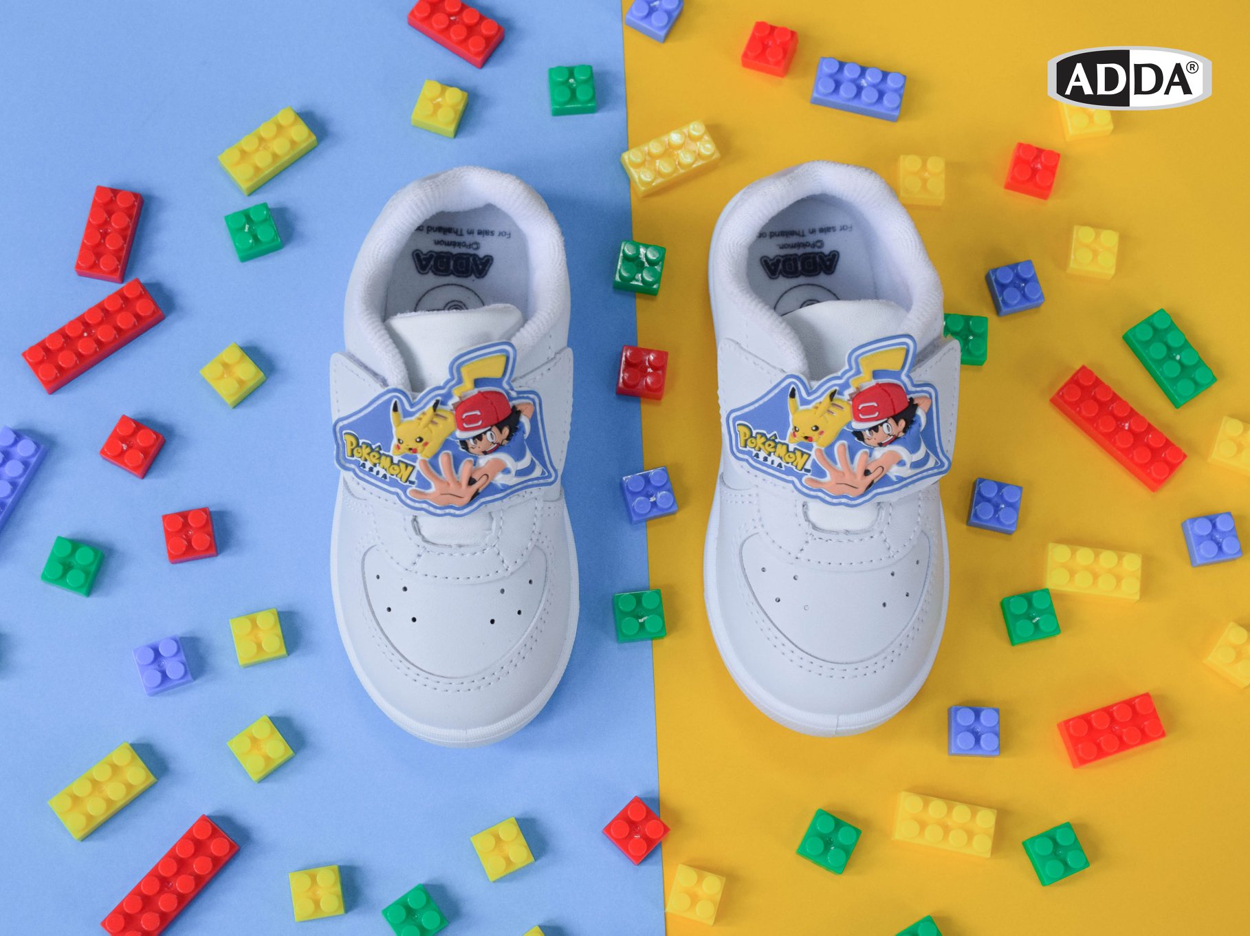 รองเท้าพละเด็กอนุบาล ADDA สีขาว ลาย Pokemon