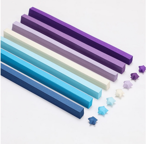 กระดาษพับดาว แบบไล่ระดับโทนสี 540แผ่น สีน้ำเงินม่วง