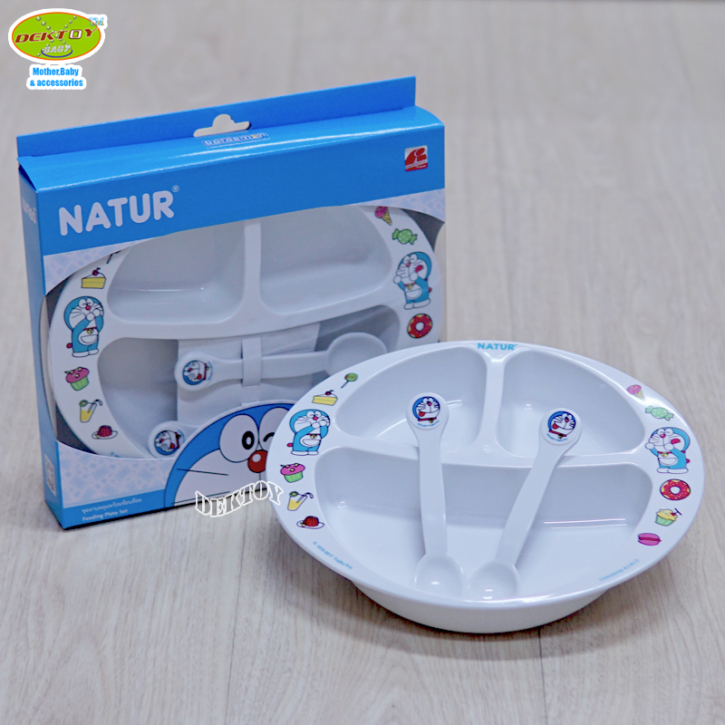 NATUR ชุดจานหลุมพร้อมช้อนส้อม - ลาย โดเรม่อน
