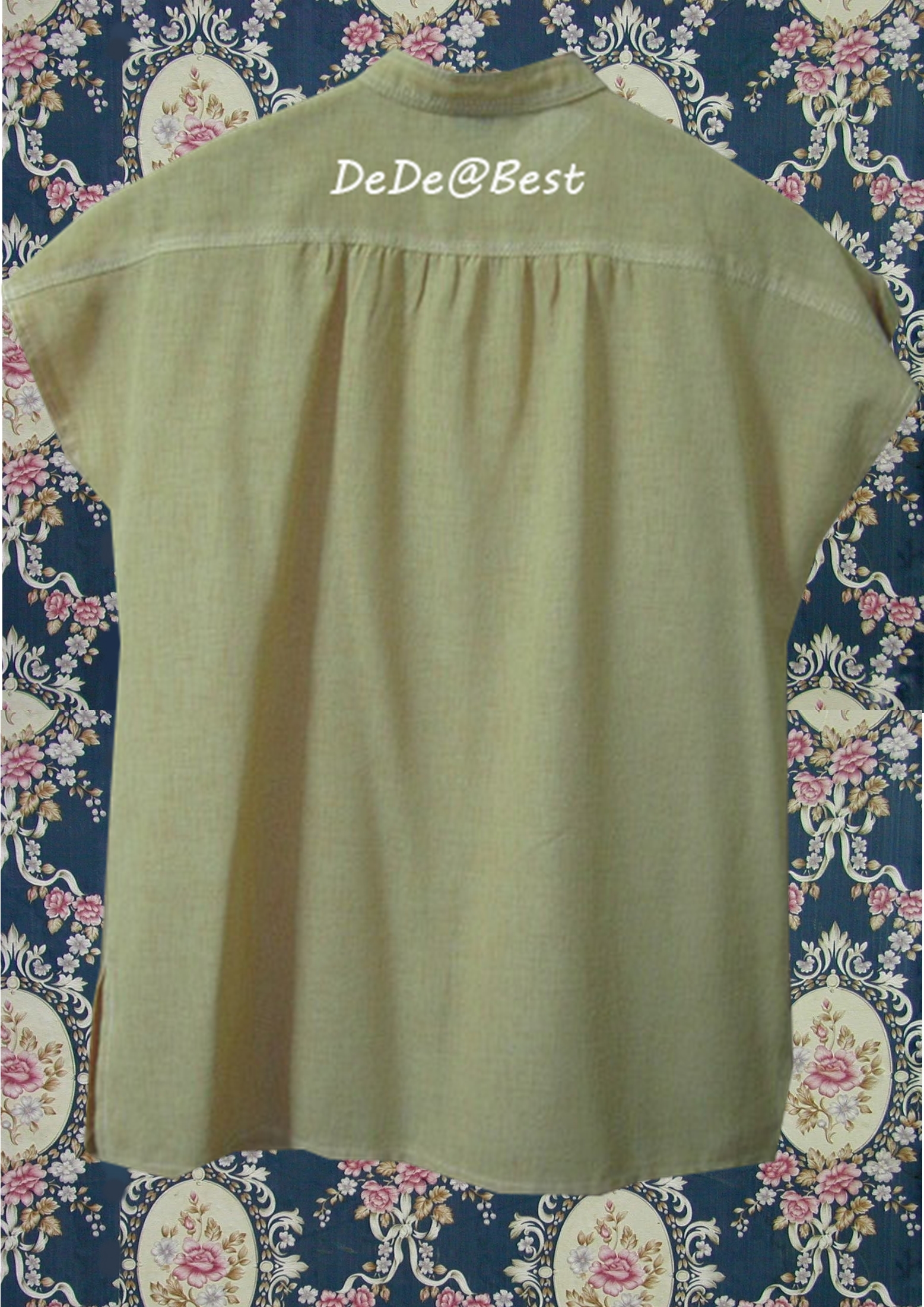 ขายแล้วค่ะ T42:Vintage top เสื้อวินเทจแขนสั้นสีเหลืองมัสตาส❤