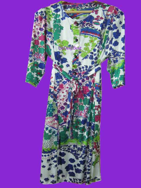 ขายแล้วค่ะ D24:Vintage dress เดรสวินเทจลายดอกไม้ผ้านิ่มลื่น❤