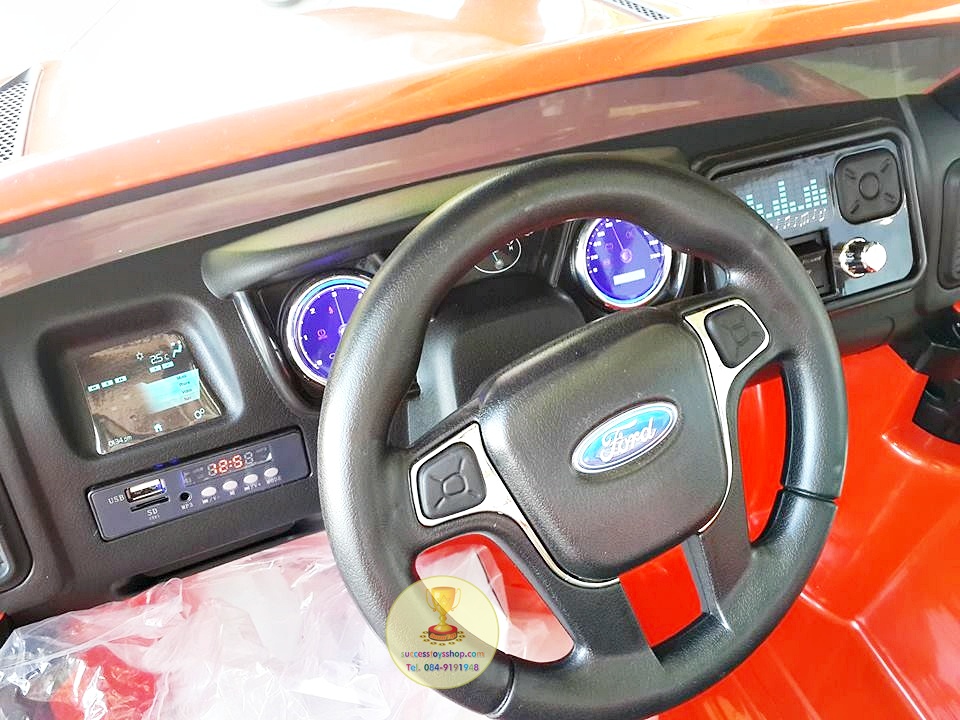 DK3646R รถแบตเตอรี่เด็กนั่งไฟฟ้ารถกระบะฟอร์ด Ford Ranger 2มอเตอร์ มีโช๊ค สีแดง