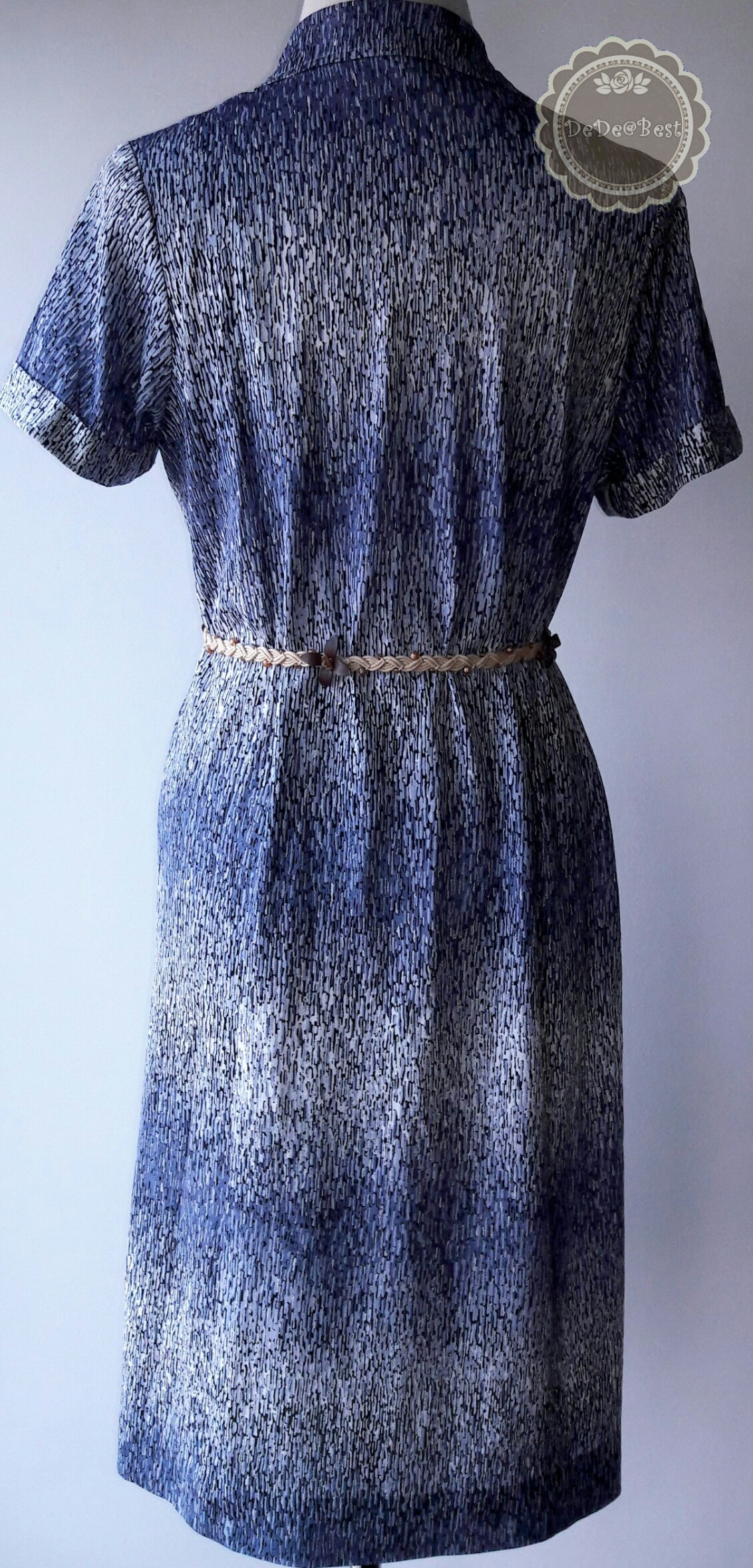 ขายแล้วค่ะ D36:Vintage dress เดรสวินเทจโทนสีน้ำเงิน made in Japan ❤