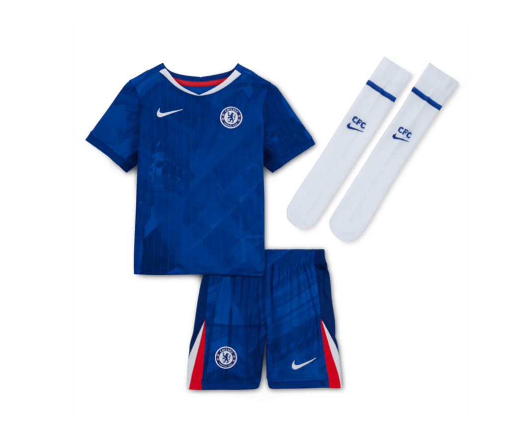เสื้อเด็กเล็กเชลซี 2025 2026 ทีมเหย้า ชุด 3 ชิ้นของแท้