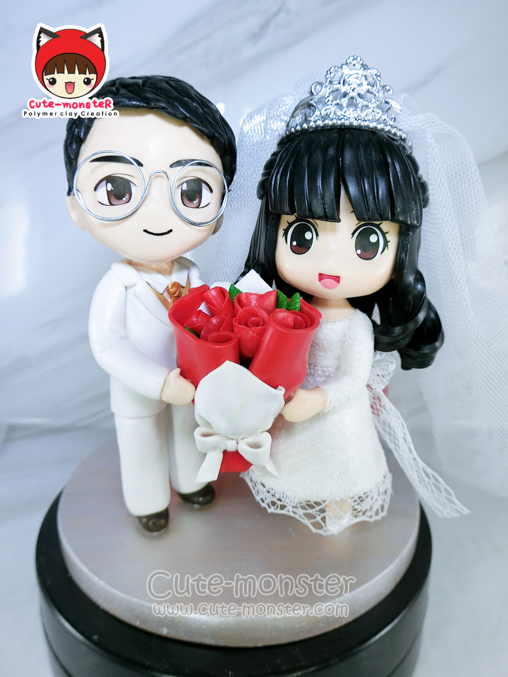 ตุ๊กตาแต่งเค้ก โมเดลแต่งเค้ก สูง4" ชุดแต่งงาน