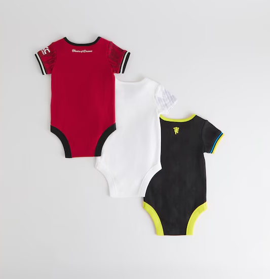 เสื้อเด็กแมนเชสเตอร์ ยูไนเต็ดสำหรับเด็กทารก 2025/26 Kit 3 Pack Bodysuits ของแท้