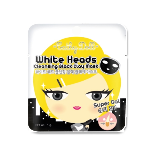 *พร้อมส่ง* Cathy Doll White Heads Cleansing Black Clay Mask โคลนดำลอกสิวหัวขาวและสิวเสี้ยน สูตรลดสิ่งอุดตันรูขุมขนบนใบหน้า เผยความขาวกระจ่างใส