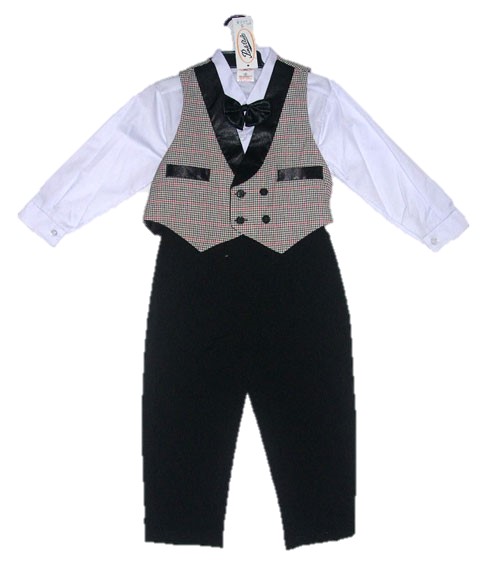 ชุดออกงานเด็กชาย เสื้อกั๊ก+เชิ๊ต+หูกระต่าย+กางเกงขายาว เหมาะสำหรับเด็ก 5-13 ปี