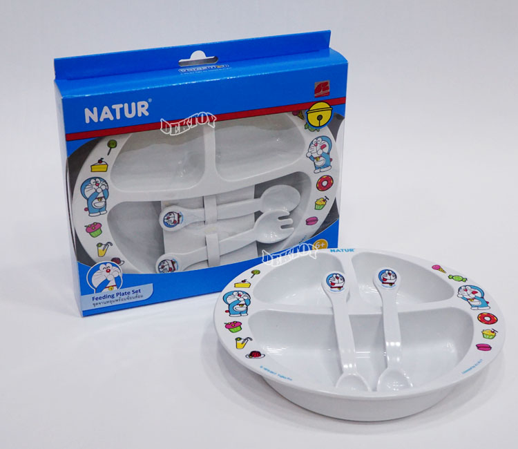 NATUR ชุดจานหลุมพร้อมช้อนส้อม - ลาย โดเรม่อน