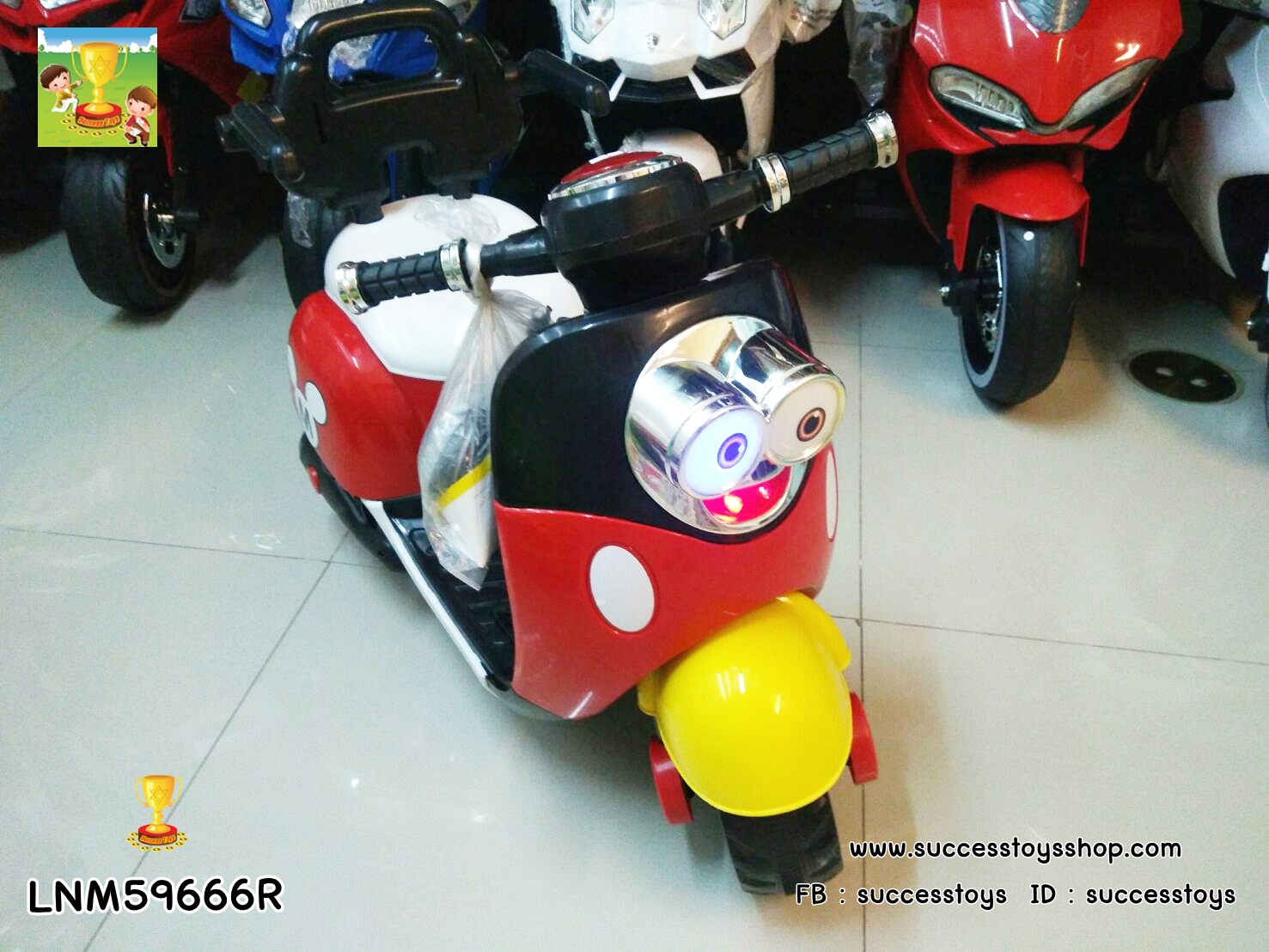 LNM59666R รถมอเตอร์ไซค์มินเนี่ยนสีแดง