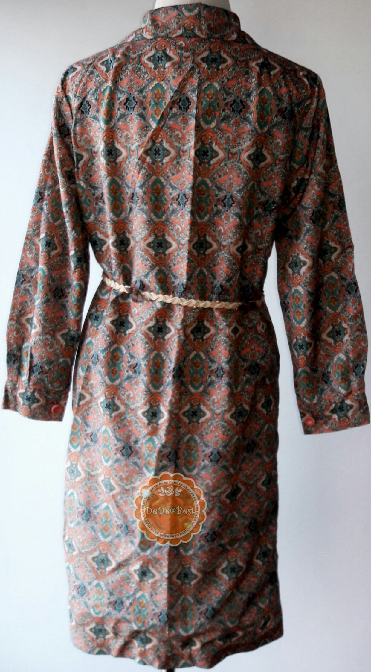 D47:Vintage dress เดรสวินเทจลายกราฟิคโบราณ