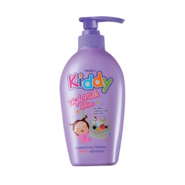 Mistine Kiddy Triple Milk LOTION โลชั่นคิดดี้ ทริปเปิ้ล มิลค์ มีส่วนผสมของน้ำนมเข้มข้น 3 ชนิด นมถั่วเหลือง นมแพะ นมวัวแรกคลอด อ่อนโยนต่อผิว