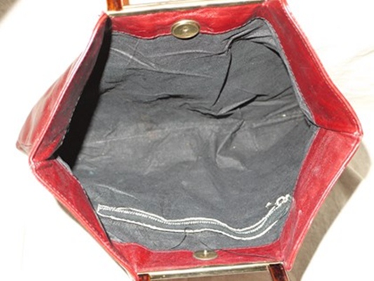 B35:Vintage leather bag กระเป๋าถือหนังแท้สีน้ำตาลแดง (สวยค่ะ)