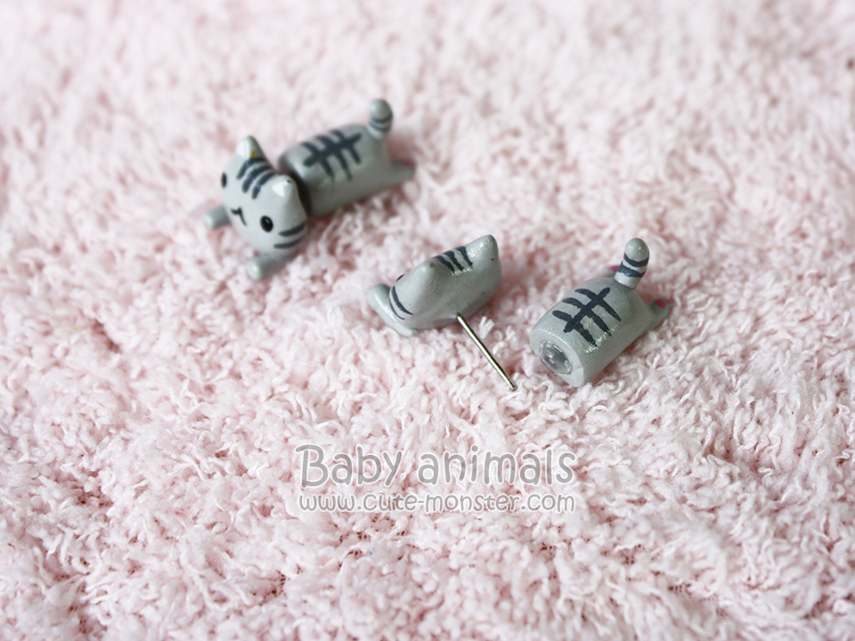 ต่างหูแมวเทา Baby gray cat