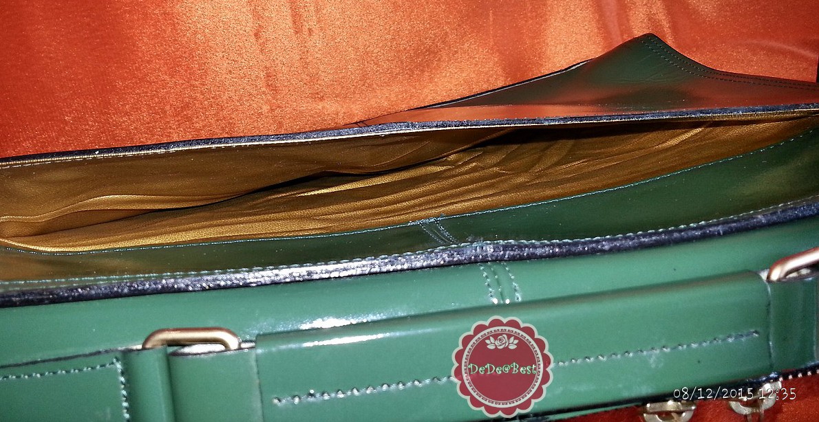 B44:Vintage leather bag กระเป๋าหนังแท้สีเขียวทรงสี่เหลี่ยม/ใส่เอกสาร/สะพาย/ถือ/ถอดสายได้