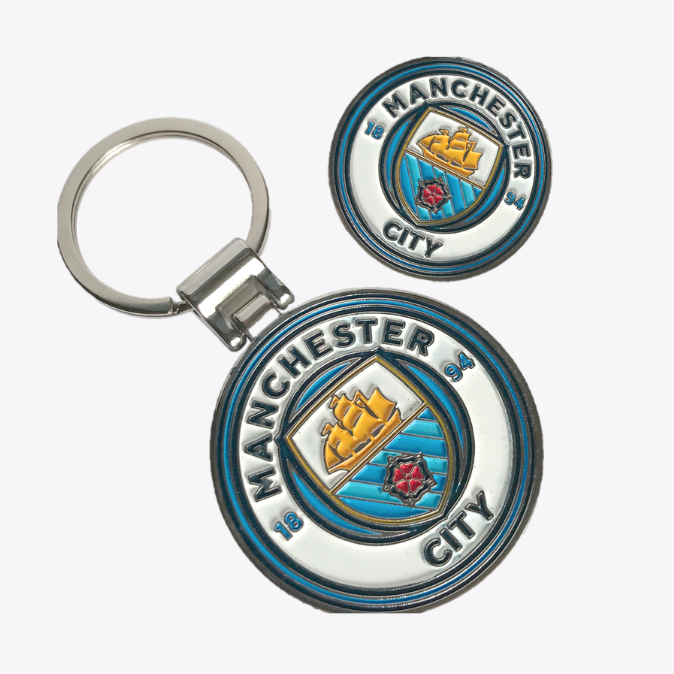 พวงกุญแจและเข็มกลัดแมนเชสเตอร์ ซิตี้ Key Ring And Pin ของแท้