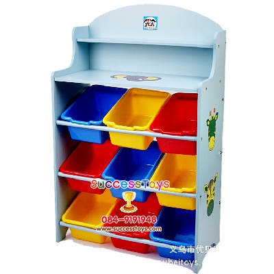 ชั้นวางของลายสัตว์สีฟ้า (งานไม้)