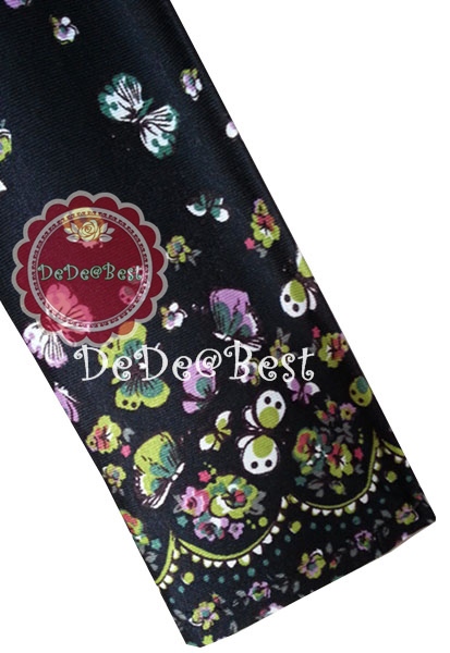 ขายแล้วค่ะT98:2nd hand top เสื้อแขนยาวสีดำลายดอกไม้และผีเสื้อ❤